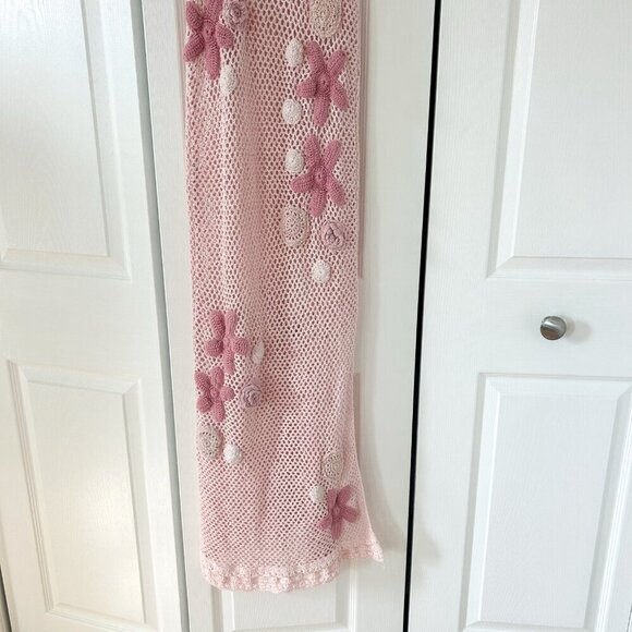 LoveShackFancy Shelburne Crochet Cotton Midi Dress Pink Floral EUC Medium - Picture 7 of 12